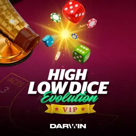 Official Table Games logo: High Low Dice Evolution VIP by Darwin Gaming at Kyngs Casino