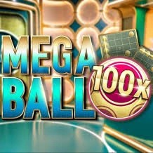 Mega Ball 100x slot logo by Evolution at Kyngs Casino
